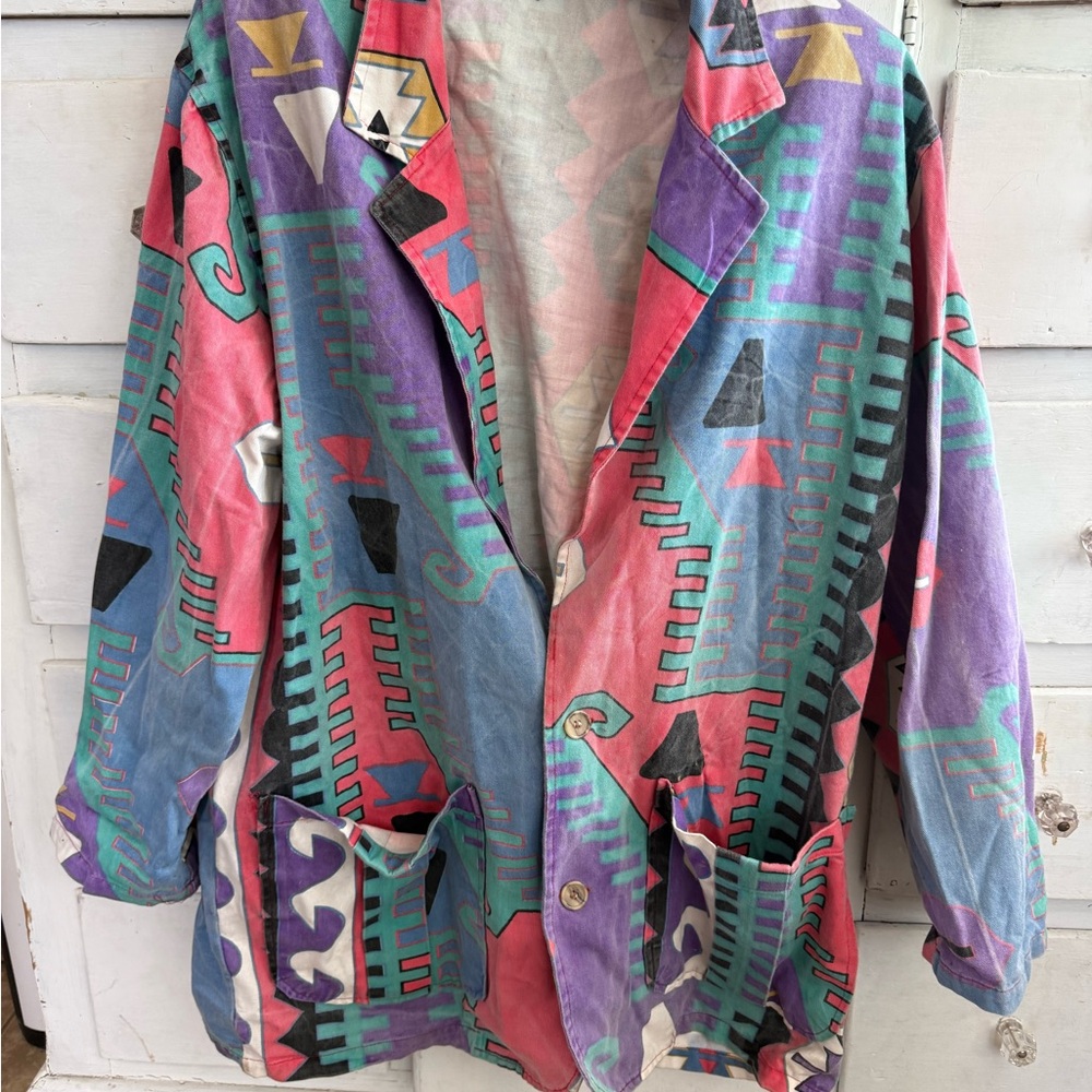 Chico's Multicolor Geometric Print Blazer